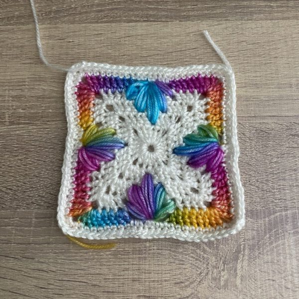 Crocheted Rainbow and White Granny Square Starter - Image 3