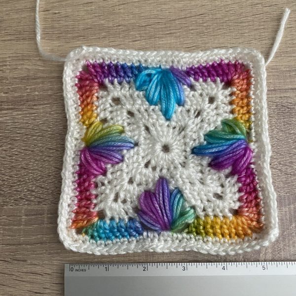 Crocheted Rainbow and White Granny Square Starter - Image 2