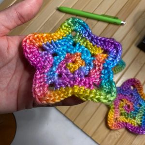 Crocheted Star in Rainbow Yarn